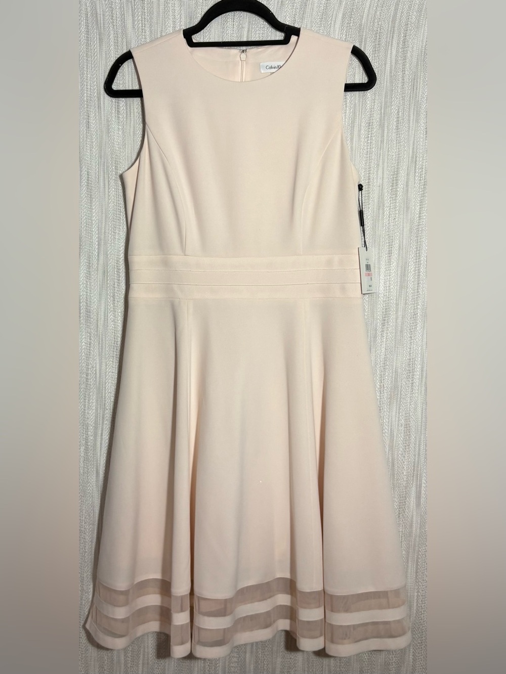 Calvin Klein Sleeveless Fit-and-Flare Dress in Blush